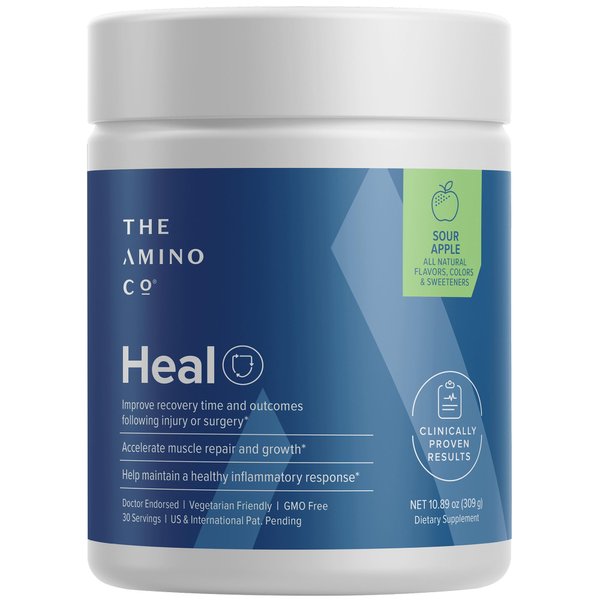 The Amino CO Heal- Post Workout Recovery Powder with Pure EAA Amino Acids - Muscle Builder for Men and Women with Creatine Monohydrate, Stevia (Sour Apple) - 10.89 oz.