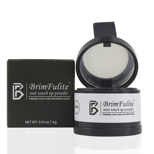 BRIMFULITE Hair Root Touch Up Powder, Quick Cover Gray Hairline Powder, Windproof & Sweatproof Root Cover Up Powder for Women Men with Compact Puff and Mirror 0.14 Oz. (White, 0.14 Oz.)