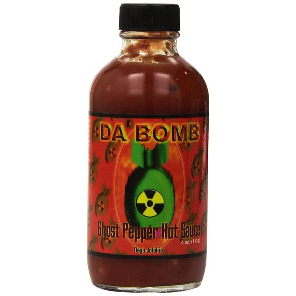 Da Bomb - Ghost Pepper - Original Hot Sauce - 22,800 Scovilles - 4oz Bottles Made in USA with Habanero & Jolokia Peppers- Non-GMO, Gluten Free, Sugar Free, Keto - Pack of 1