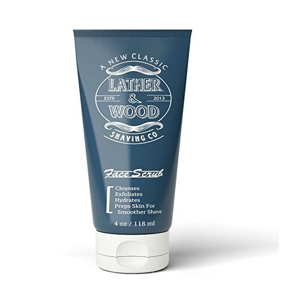 Best Face Wash for Men - Lather & Wood's Face Scrub - Luxurious Exfoliating Mens Face Wash for the Man's Man. 4oz Facial Cleanser for Men.