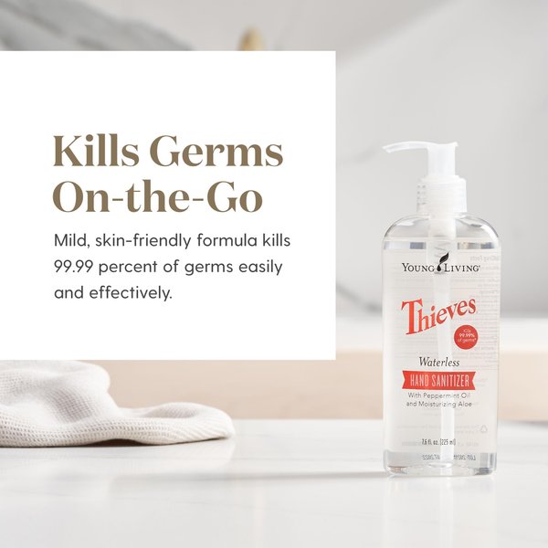 Young Living Thieves Waterless Hand Sanitizer - Convenient 3-Pack for On-The-Go Protection - Powerful Formula - With Soothing Aloe Vera Gel - Travel Size