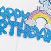 Blue Glitter Cartoon Birthday Cake Topping, Kids Birthday Cake Decoration (blue)