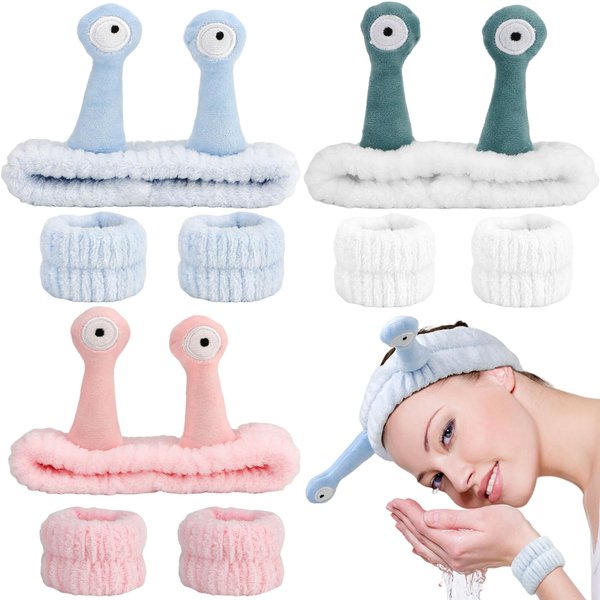 COCIDE 9 PCS Spa Headbands for Women Washing Face or Facial Makeup Skincare Head Band Pack of 9 Puffy Shower Hair Headband Face Wash Wristband for Women Girls Combo Pack (White,Blue,Pink)