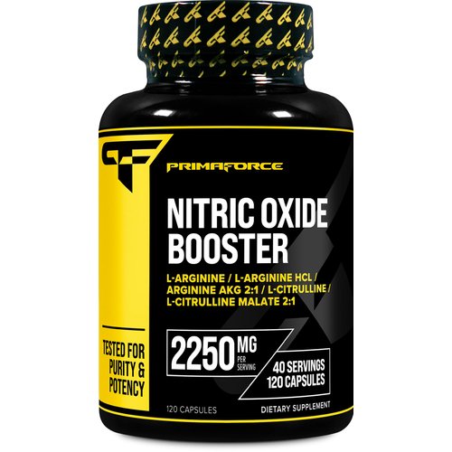 Primaforce Nitric Oxide Booster (2,250mg, 120 Capsules) - 40 Servings of Our Nitric Oxide Boosting Blend for Pre-Workout and Post-Workout