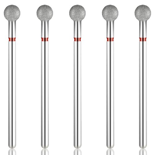 Teaaha 5 PCS Cuticle Bit for Nail Drill 3/32'' Cleaning Ball Head Nail Drill Bits for Gel Nails, Professional Mandrel Nail Drill Bits Electric for Manicures & Pedicure Remove Cuticle Dead Skin Cleaner