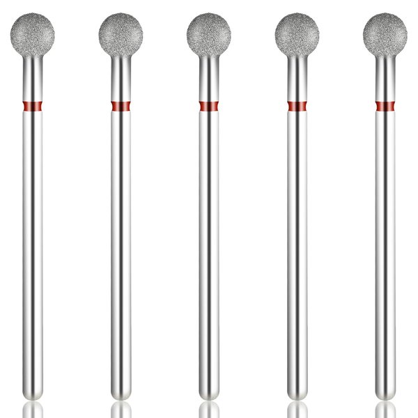 Teaaha 5 PCS Cuticle Bit for Nail Drill 3/32'' Cleaning Ball Head Nail Drill Bits for Gel Nails, Professional Mandrel Nail Drill Bits Electric for Manicures & Pedicure Remove Cuticle Dead Skin Cleaner