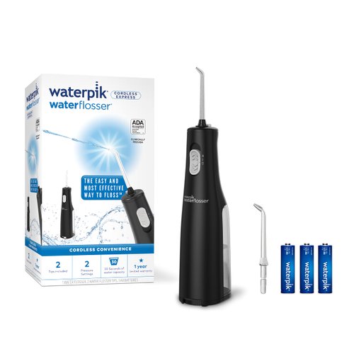 Waterpik Cordless Water Flosser, Battery operated & Portable for Travel & Home, ADA Accepted Cordless Express, Black WF-02