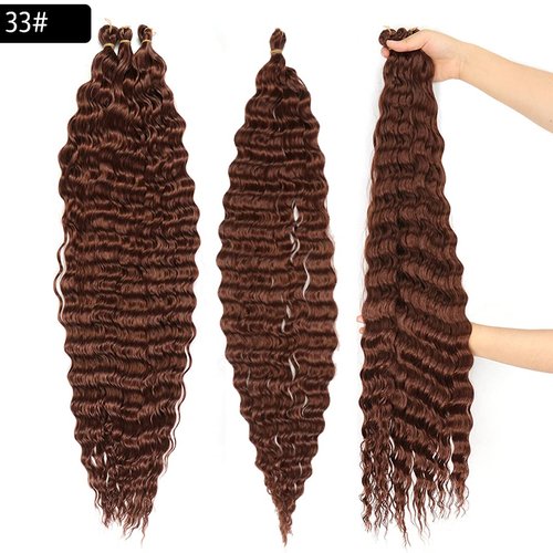 30 Inch Ocean Wave Crochet Hair Extensions for Women 3 Packs/Lot Deep Ripple Crochet Twist Braiding Hair Curly Synthetic Braids Hair(30",Dark brown)…