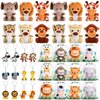 Ctosree 12 Sets Jungle Safari Party Favors Jungle Party Decorations, Mini Jungle Stuffed Animals Safari Animals Keychain Animal Theme Drawstring Backpacks for Goodie Bag Fillers Zoo Party Supplies