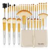 Champagne Makeup Brushes Set, Valentines Day Gifts for Kids,Yuwaku Silver Foundation Powder Blush Eyeshadow Brushes Blending 32 Piece NO Shed Cruelty-Free Synthetic Fiber Bristles Cosmetic Brushes