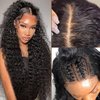 13x6 HD Transparent Lace Front Wigs For Black Women Mongolian Deep Curly Lace Front Wig Glueless Wigs Pre Plucked with Baby Hair Deep Wave Frontal wig Wet and Wavy Human Hair Wig (26inch)