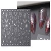 KEHKFSEF Moon Star Nail Stickers, 3D Self-Adhesive Art Decals Stars Sun Design Stickers Laser Gold Supplies Heart Silver for Women Girls DIY Acrylic Decoration.