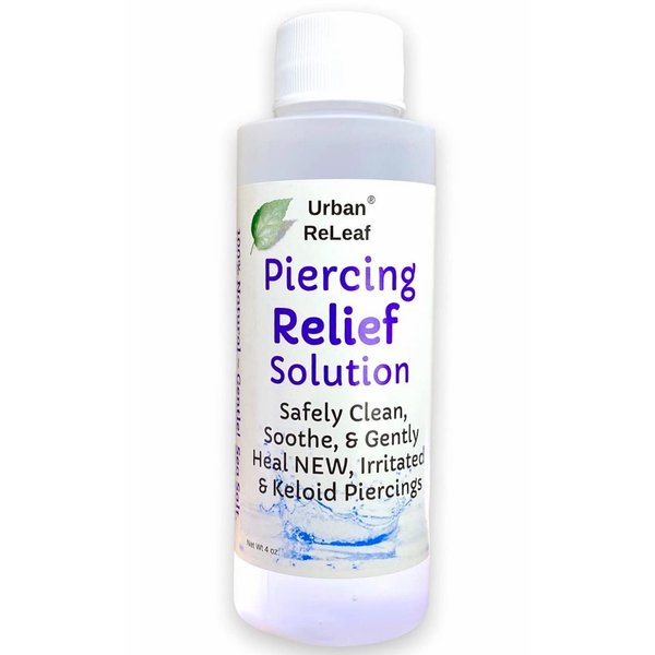 Urban ReLeaf Piercing Relief Solution ! Safely Clean, Soothe & Gently Heal New, Irritated and Keloid Piercings. 100% Natural Sea Salt, Tea Tree, Rosemary