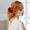 4Pcs Rose Hair Clips Red Flower Hairpins Women Bridal Dancer Party Wedding Birthday Daily Vintage Barrette Hair Accessories