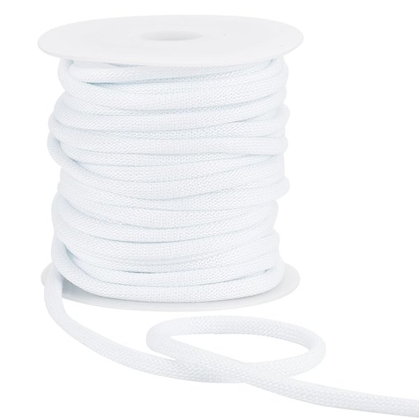 BENECREAT 20 Yards White Hoodie String Replacement, 6mm Round Polyester Cotton Drawstring Cords with Plastic Spool for Sweat Pants String, Shoelaces, Bag, Jacket and Tie Hoodie