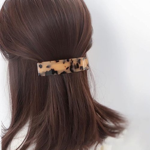 Jayongnee clip Tortoise Shell Hair Barrettes for Women Ladies,Elegant French Design Barrettes Tortoise Shell Automatic Hair Clip for Medium and Thick Hair, barrettes for thick hair