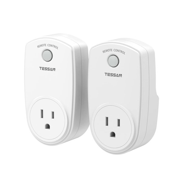 Remote Control Outlet 2 Pack, Wireless Electrical Outlet Plug Switch for Lights, Lamps, Fans, 100ft RF Range, 1200W (1 Remote + 2 Outlet)