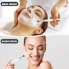 6 Pieces Fan Brushes Soft Facial Applicator Brushes Fan Mask Brushes Makeup Brushes Cosmetic Tools with Handle Cosmetic Makeup Applicator Tools for Mud Cream (White Hair)