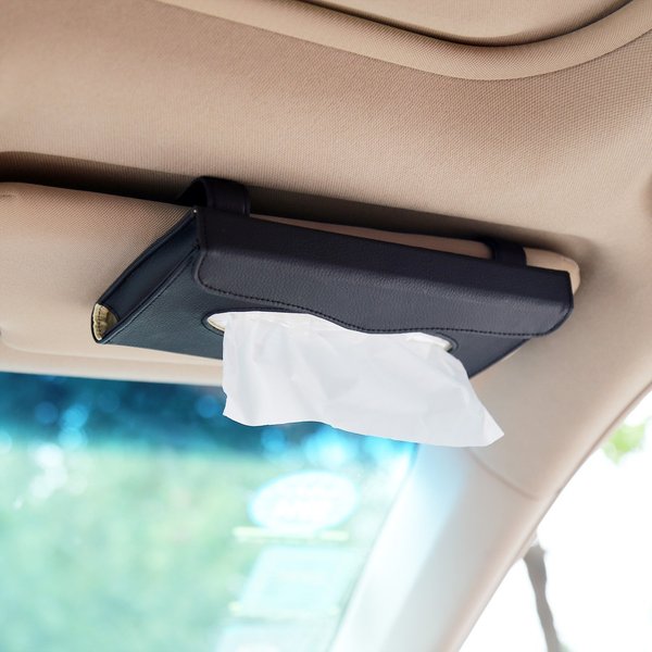 Car Tissue Holder, Sun Visor Napkin Holder, Car Visor Tissue Holder, PU Leather backseat tissue case holder for car,Vehicle(black)