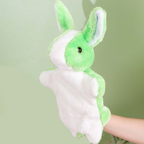 Bunny Hand Puppets Rabbit Plush Animals Toys for Kids Imaginative Pretend Play Storytelling (Green)