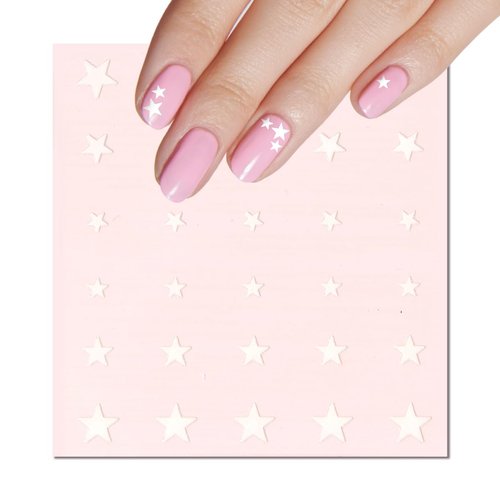 Olive & June Nail Art Stickers | Easy-to-Use Nail Designs | Nail Art Made Easy | Hand-Screened, No-Fade Ink | Accent, Mix & Match, or Cover Chipped Polish | White Stars