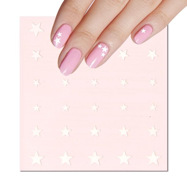 Olive & June Nail Art Stickers | Easy-to-Use Nail Designs | Nail Art Made Easy | Hand-Screened, No-Fade Ink | Accent, Mix & Match, or Cover Chipped Polish | White Stars