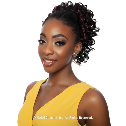 Mane Concept Brown Sugar Human Hair Mix Wrap&Tie Ponytail - BSWNT14 SOFT BOUNCY CURL 10" (P1B/BUG)
