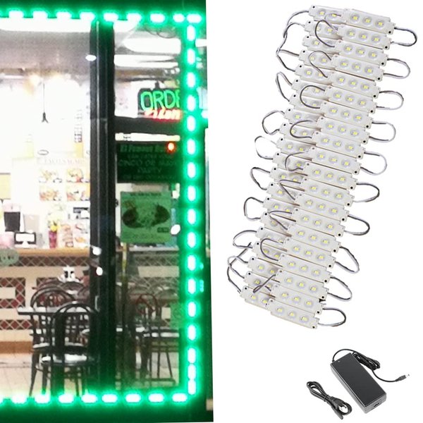 Storefront Window LED Green Light 20ft with UL Listed 12v 3A Power Supply