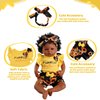 BABESIDE 3 Pcs Reborn Baby Doll Clothes Set for 17-22 Inch Dolls, Sunflowers Pattern Baby Doll Clothes Doll Accessories Set with Doll Headband for Realistic Baby Doll Girls, Yellow & Black