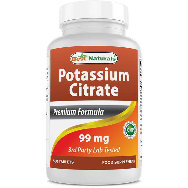 Best Naturals Potassium Citrate 99mg 500 Tablets - 3rd Party Lab Tested