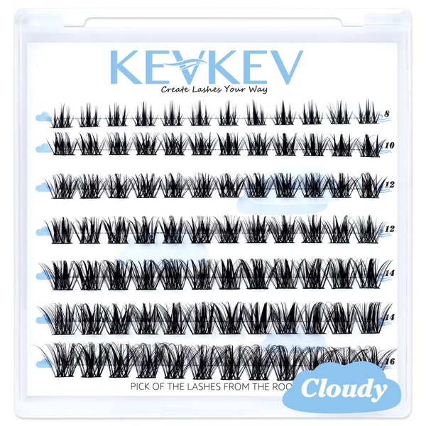Lash Clusters 84 Pcs Cluster Lashes Eyelash Clusters DIY Cluster Eyelash Extensions Individual Lashes Thin Band & Soft(Cloudy,C-8-16mix)