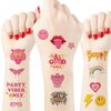 Crazy Night Preppy Temporary Tattoos -87 Styles, Preppy Birthday Party Decorations,Pastel Rainbow Party Supplies, Smiley Party Favors, Party Vibes Only