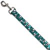Dog Leash Multi Panda Sunglasses Stripe Turquoise Black 4 Feet Long 0.5 Inch Wide