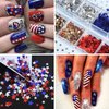 WRBAJIS 4th of July Nail Art Glitter Stars Nail Sequins 3D Holographic Nail Flakes Red Blue Gold Silver Nail Accessories for Women Girls Acrylic Nails Makeup Nail Decoration DIY Supplies 12 Grids