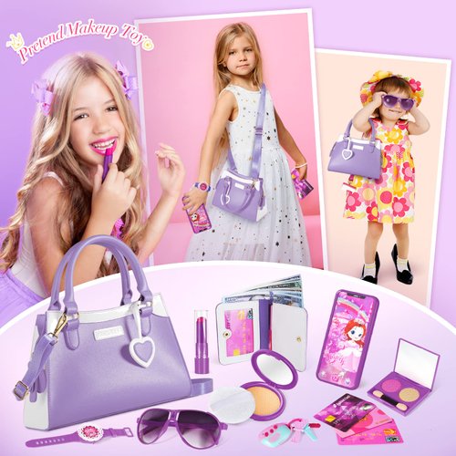 Shemira Play Purse for Little Girls, Princess Pretend Play Girl Toys for 3 4 5 6 Years Old,Birthday Gifts for Girls Age 3-5 4-6, Easter Gifts for Girls, Easter Basket Stuffers for Toddlers Girls
