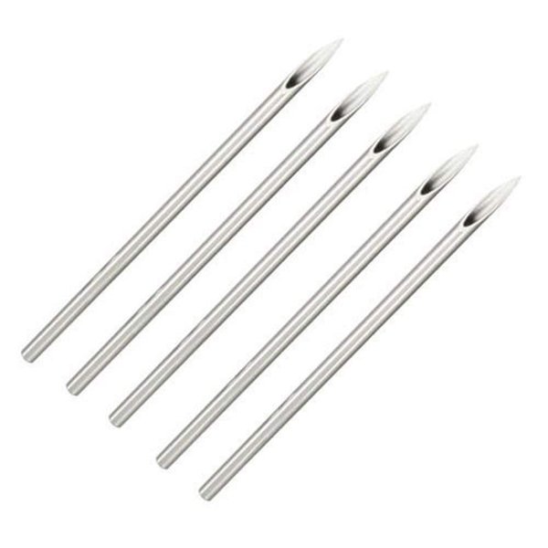 5PCS Body Piercing Needles 20g Surgical Steel Sterile Disposable Ear Nose Septum Tragus Navel Nipple Lip Belly Button Piercing Needles Hypoallergenic Piercing Supplies
