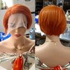 Wiggins Hair Pixie Cut Wig Human Hair Short Bob Wig Human Hair Orange Pixie Cut Wig For Black Women Straight 13x4x1 T Part Wig #350 Color Pixie Cut Wig Lace Front Wigs Human Hair Bob Wigs 6 Inch
