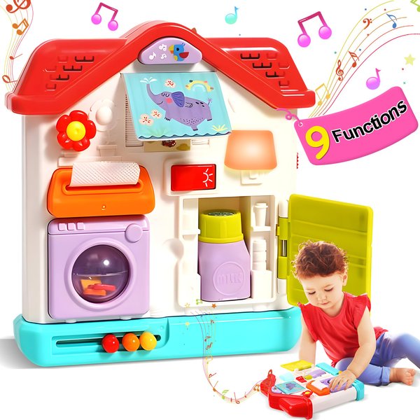 ROHSCE Baby Busy Board for 1 Year Old, Montessori Toys for 1 Year Old House Busy Board Boy Gifts with Light & Music, Baby Toys 12-18 Months Birthday Gift Toys for 1 Year Old Girl