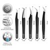 SIVOTE Eyelash Extension Tweezers for Classic & Volume Lashes, 5-Pack, Black