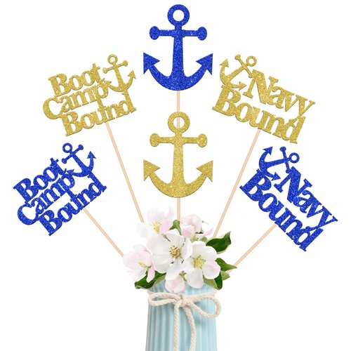 12 Pack Military Themed Centerpiece Sticks Glitter Boot Camp Bound Table Centerpiece Sticks for Navy Bound Welcome Ceremony Army Theme Party Supplies Gold
