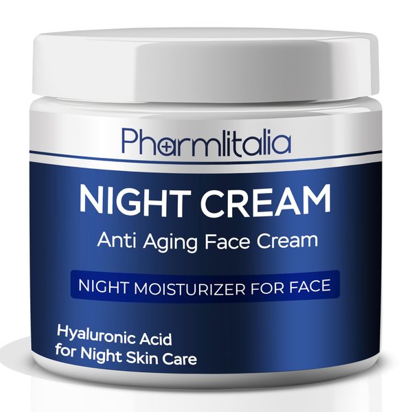 Pharmlitalia Night Cream for Face - Anti Aging Night Moisturizer for Women - Anti-Wrinkle Night Cream w/Hyaluronic Acid - 1.69 Fl Oz