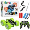 KKONES Remote Control Car, 2.4GHz Electric Race Stunt Car, Double Sided 360° Rolling Rotating Rotation, LED Headlights RC 4WD High Speed Off Road Gift for 3 4 5 6 7 8-12 Year Old Boy Toys (Green)