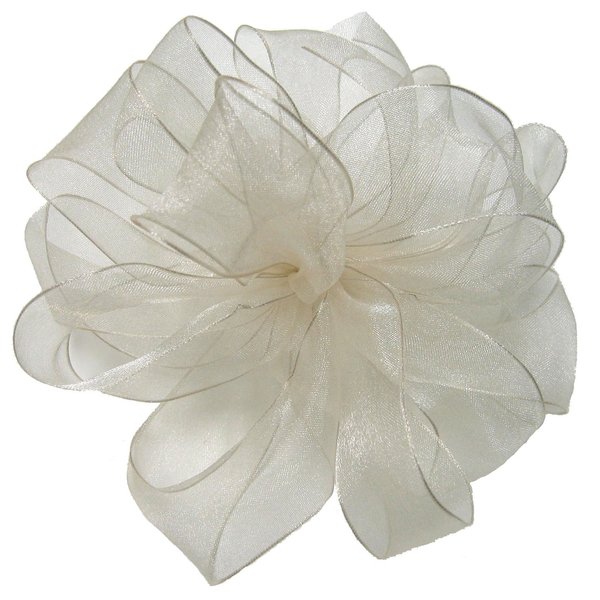 Offray Wired Edge Encore Sheer Craft Ribbon, 5/8-Inch Wide by 25-Yard Spool, Ivory