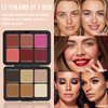 LSxia 12 Colors Cream [Blush+Contour+Concealer] Makeup Palette for Cheeks - Multi-functional Makeup Palette with Brush, Natural Matte Long Wearing, Waterproof Blendable Face Makeup Palette (#02)