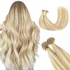 GOO GOO U Tip Hair Extensions Real Human Hair, 20inch 50g 50S, Hot Fusion U Tip Hair Extensions, Invisible Remy Hair Extensions, 18A/613A Dark Blonde Highlighted Bleach Blonde
