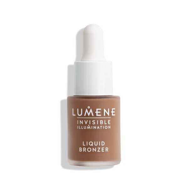 Lumene Invisible Illumination [Kaunis] Liquid Bronzer - Skincare-Infused Bronzing Drops with Buildable Texture - Made with Pearlescent Pigments for a Luminous Complexion - Deep Glow (15ml)
