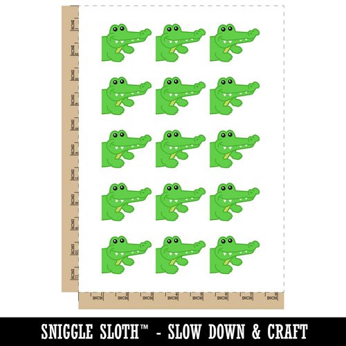 Peeking Alligator Temporary Tattoo Water Resistant Fake Body Art Set Collection - 15 2" Tattoos (1 Sheet)