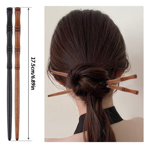 12Pcs Wooden Hair Sticks Hair Chopsticks for Women, Bamboo Shape Hair Pins for Long Hair, Hair Stick Pin for Buns, Decorative Hair Holder for Women Hair Accessories