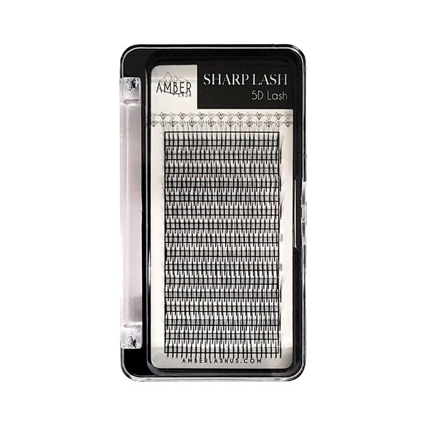 Sharp Lash 5D, Premade Volume Lashes with Long Stem for Eyelash Extensions, 400 Units of Narrow Fans with 0.07mm Thickness and Various Curls and Lengths by Amber Lash (C MIX 8-15mm)