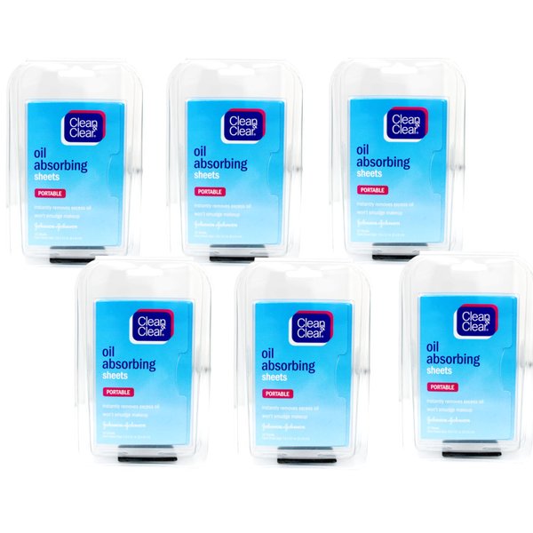 Clean and Clear Oil Absorbing Sheets, 50 Sheets per Pack (6 Pack)